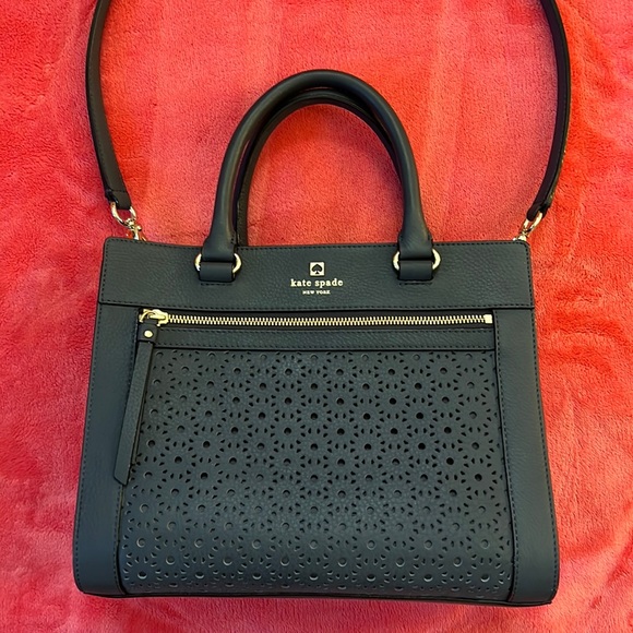 Kate Spade Leather Shoulder & Top Handle Bag - Navy Blue - Picture 1 of 13
